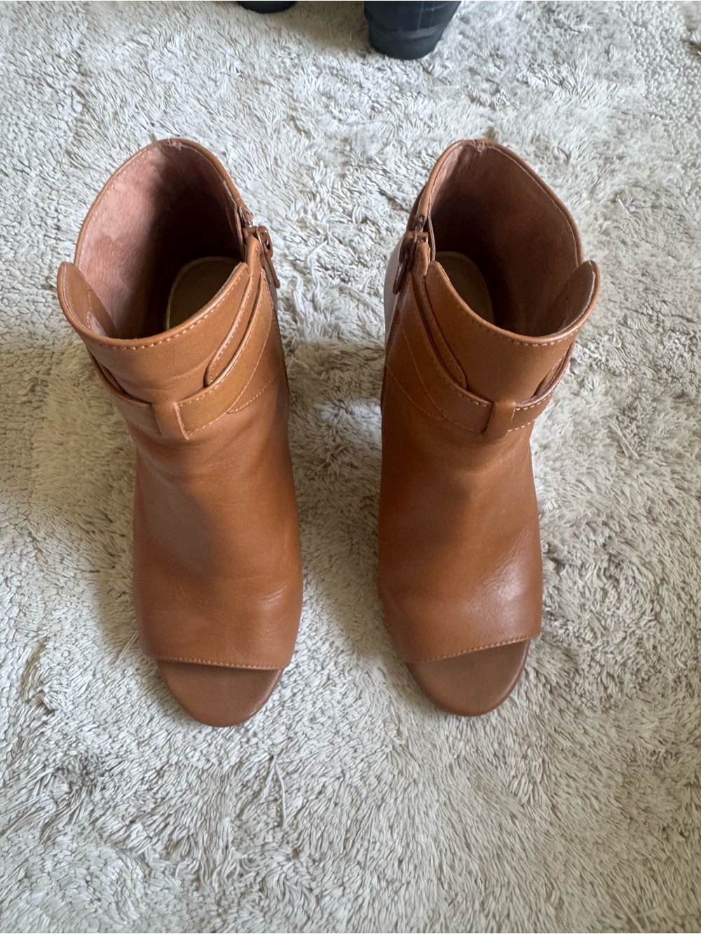 Gianni Bini Cognac Open-Toe Ankle Booties
